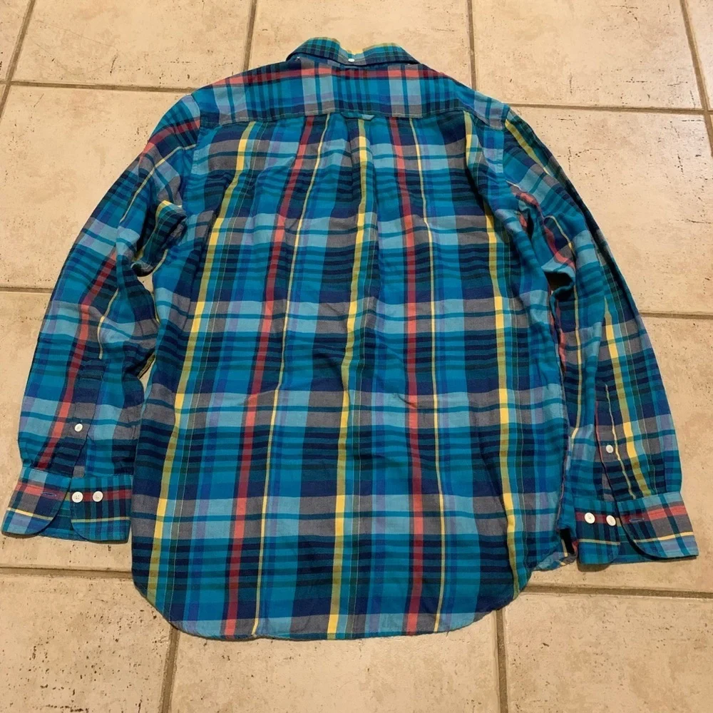 GANT Color Cashmere Plaid Flannel Shirt - Blue/Yellow/Red - Men's M (39/40) - Picture 2 of 9